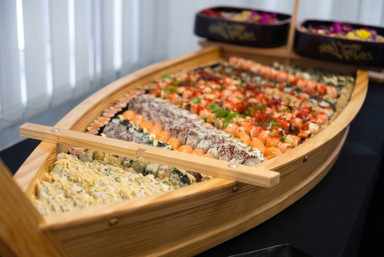 XL-Sushi-Boot als Highlight für Tagungs-Catering in Leipzig