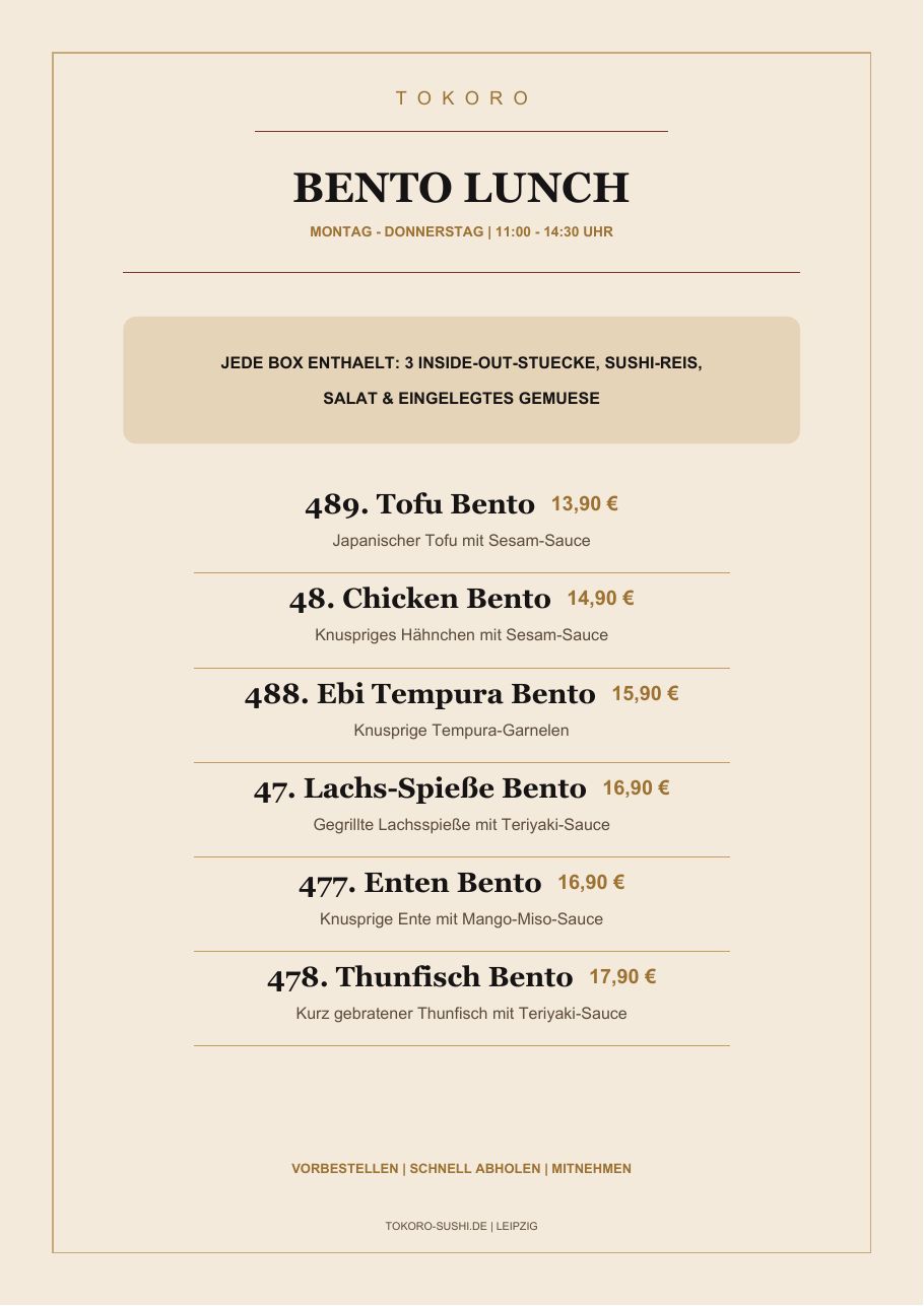 Speisekarte Tokoro Sushi Leipzig – Seite 2 von 19