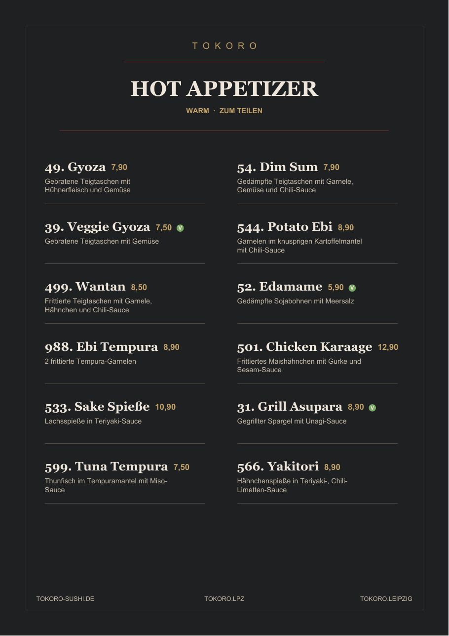 Speisekarte Tokoro Sushi Leipzig – Seite 3 von 19