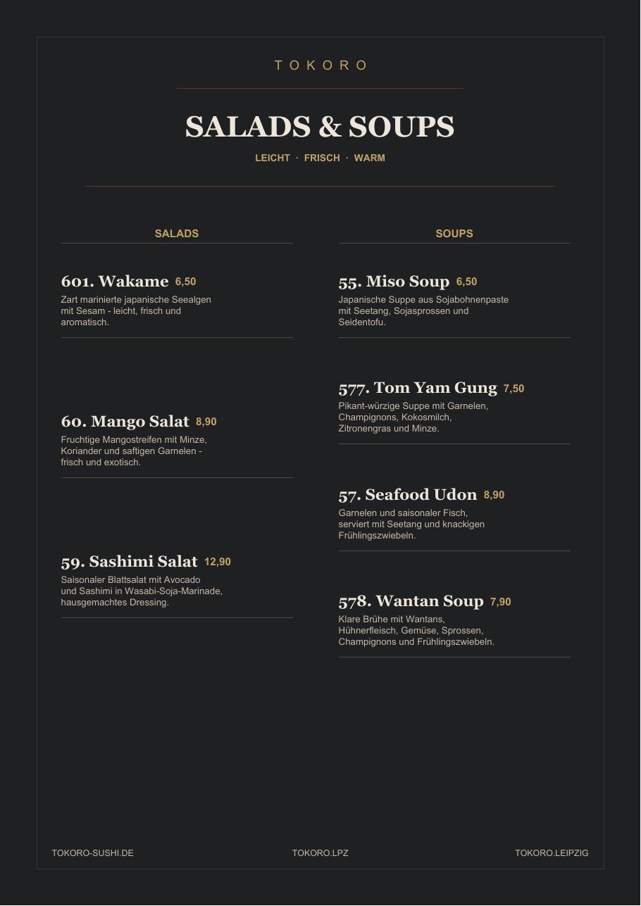 Speisekarte Tokoro Sushi Leipzig – Seite 5 von 19
