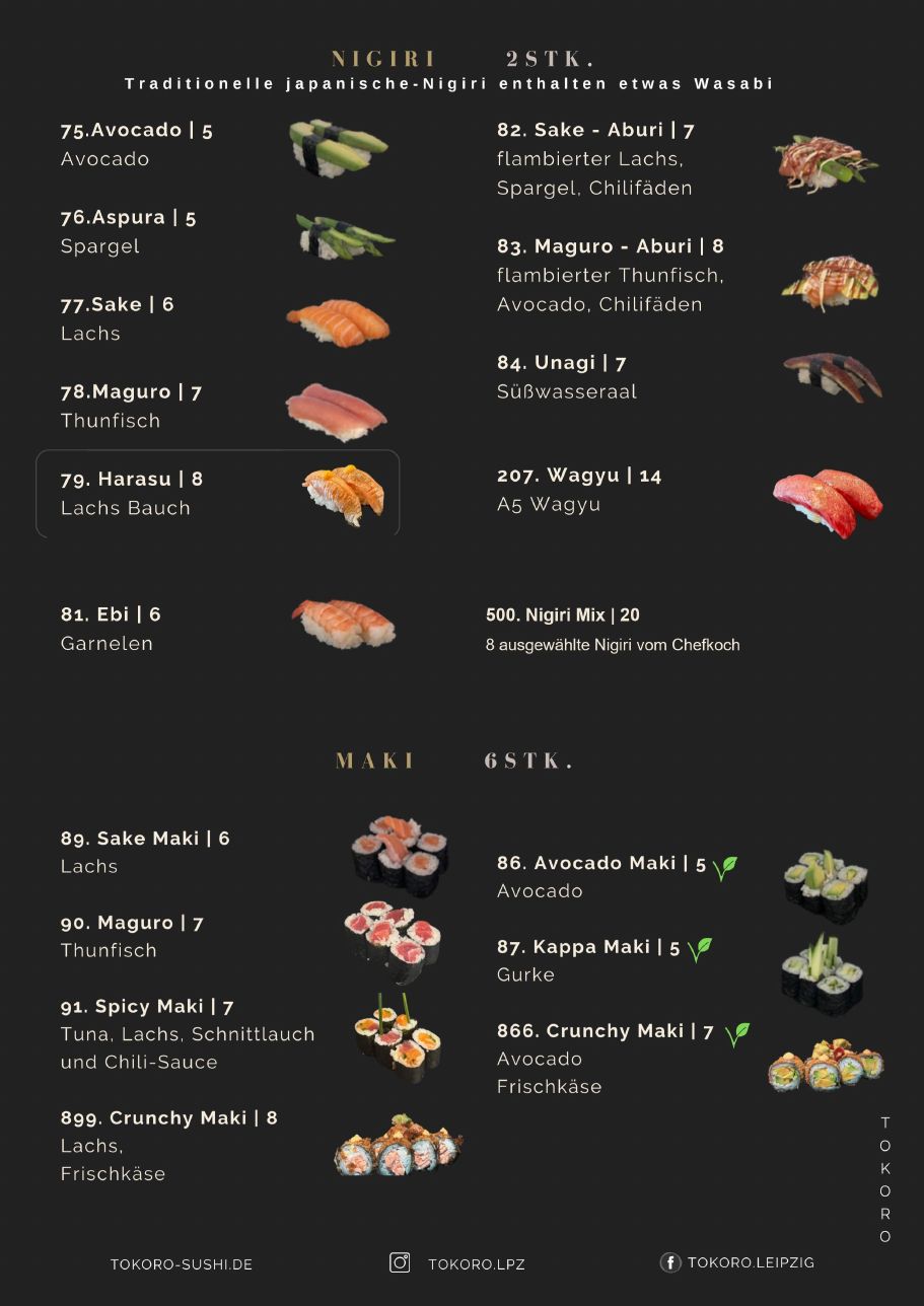 Speisekarte Tokoro Sushi Leipzig – Seite 6 von 19