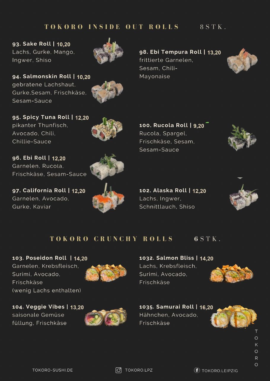Speisekarte Tokoro Sushi Leipzig – Seite 7 von 19