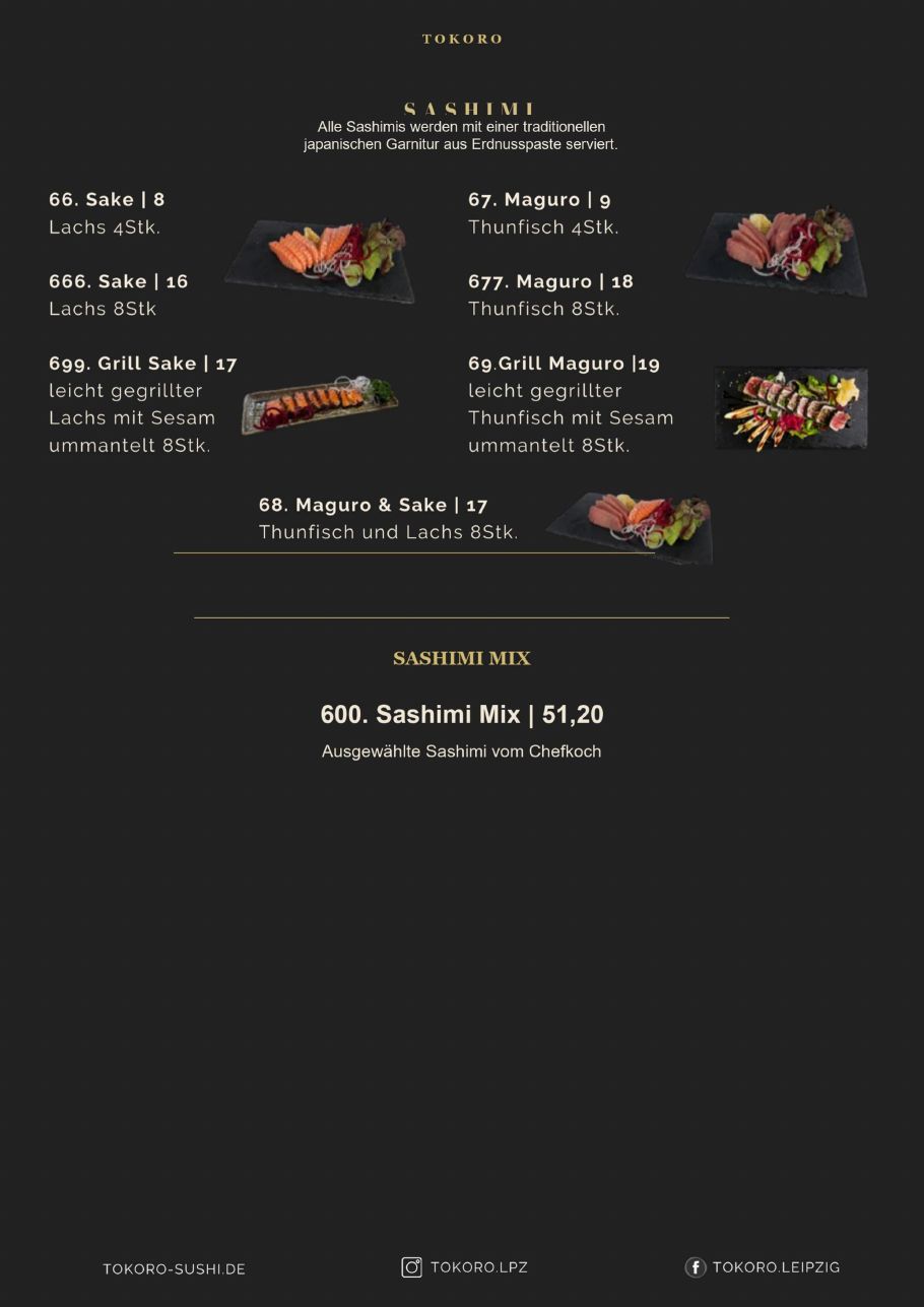 Speisekarte Tokoro Sushi Leipzig – Seite 9 von 19