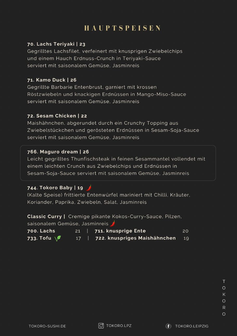 Speisekarte Tokoro Sushi Leipzig – Seite 10 von 19