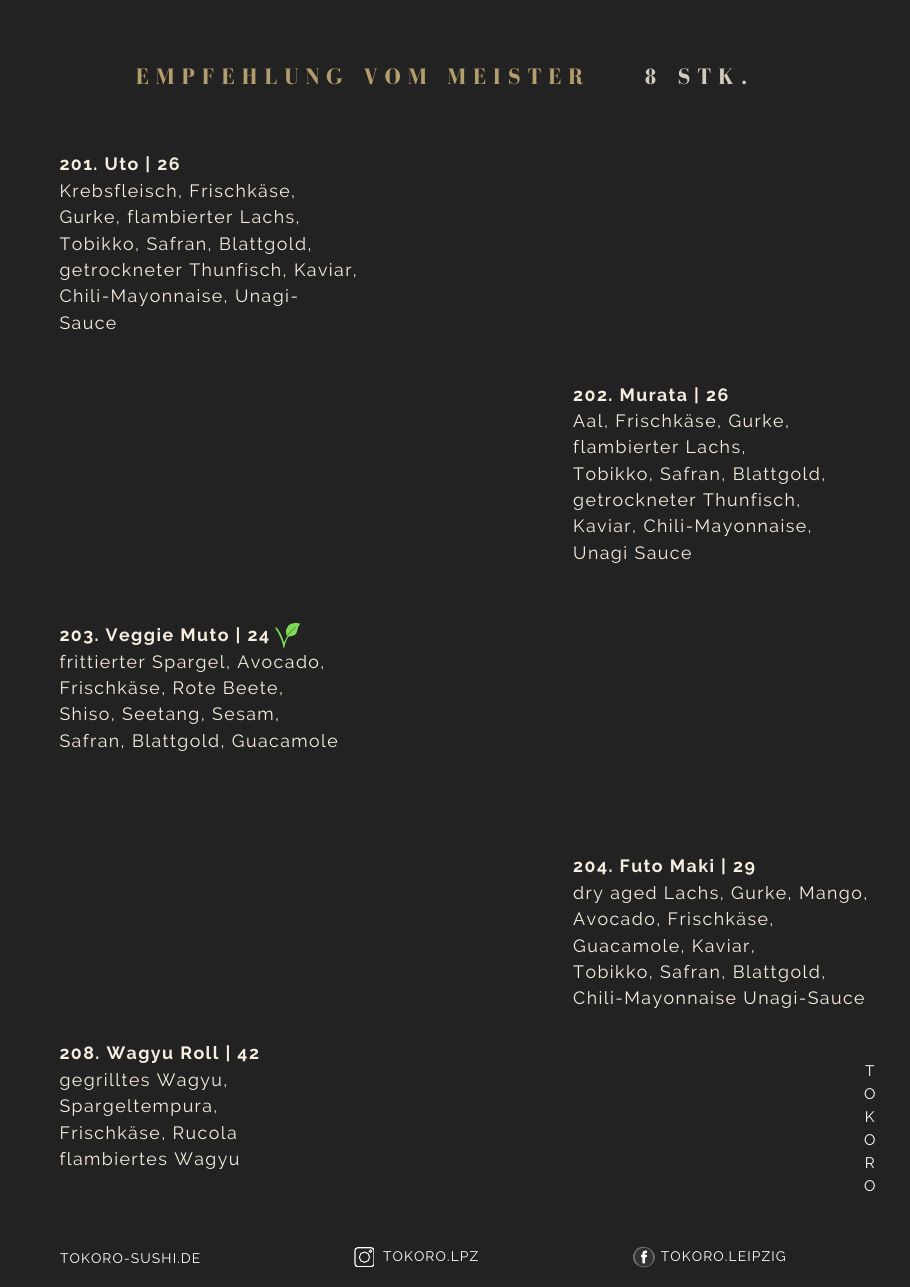 Speisekarte Tokoro Sushi Leipzig – Seite 12 von 19