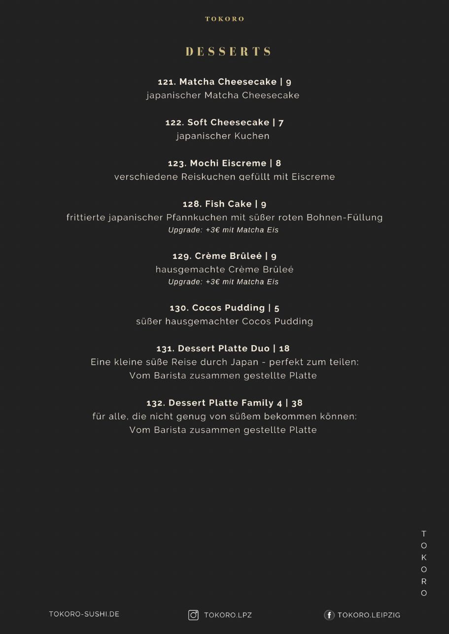 Speisekarte Tokoro Sushi Leipzig – Seite 13 von 19