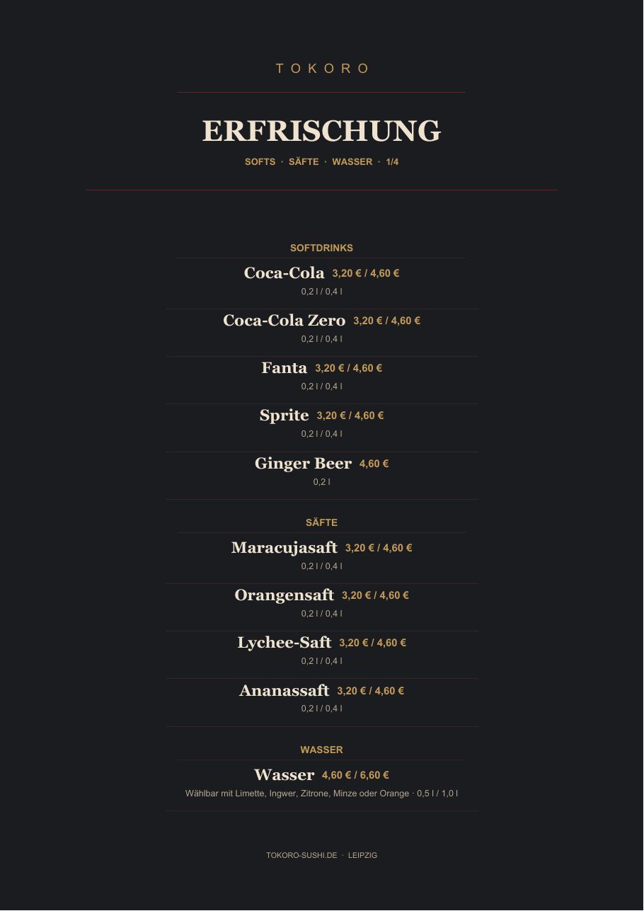 Speisekarte Tokoro Sushi Leipzig – Seite 14 von 19