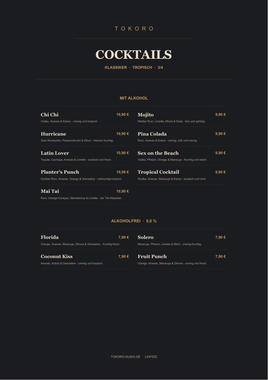 Speisekarte Tokoro Sushi Leipzig – Seite 16 von 19